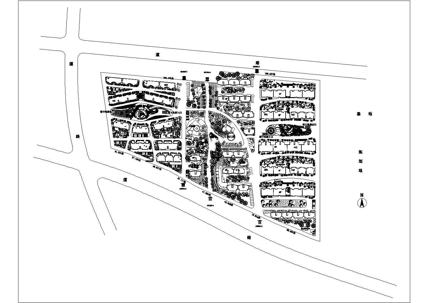 某中式住宅小区CAD景观设计规划图纸