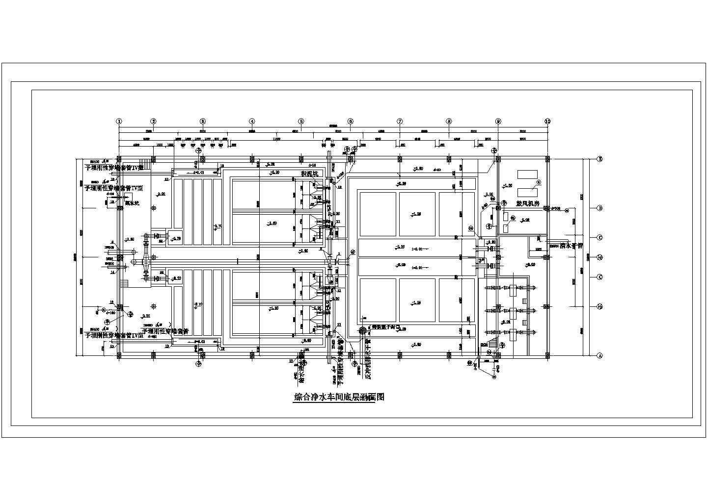 某地表水综合水处理车间CAD节点给排水设计图纸