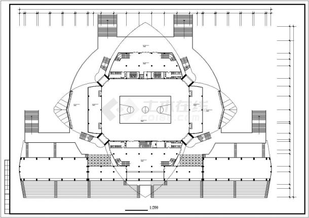 某地区大学体育馆建筑设计方案图-图二
