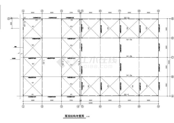 上海某马自达4S店钢结构CAD设计平面图施工图-图二