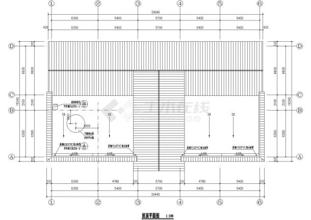 某三层长28.44米宽15.24米少年宫活动中心CAD建筑设计施工图纸-图一