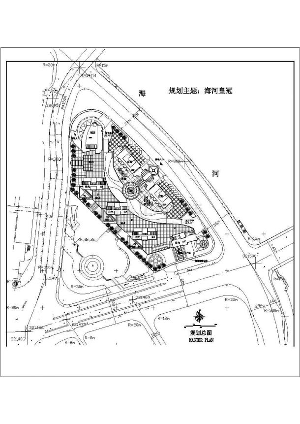 郑州市皇冠嘉园小区总平面规划筑设计CAD图纸（占地2.3万平米）-图一