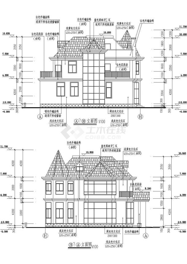 某省多层框架别墅建筑结构设计图-图二