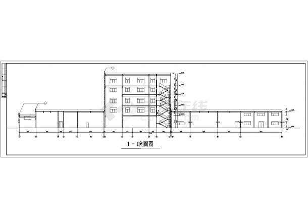 内蒙古某乳业公司1.1万平米五层框架结构生产厂房平立剖面设计CAD图纸-图一