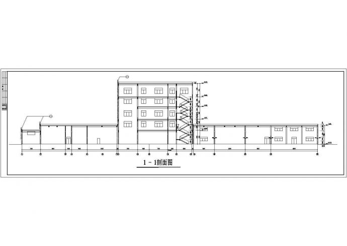 内蒙古某乳业公司1.1万平米五层框架结构生产厂房平立剖面设计CAD图纸_图1
