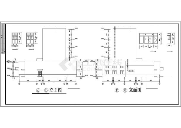 内蒙古某乳业公司1.1万平米五层框架结构生产厂房平立剖面设计CAD图纸-图二
