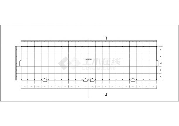 某大型单层钢框架结构生产厂房平立剖面设计CAD图纸-图一