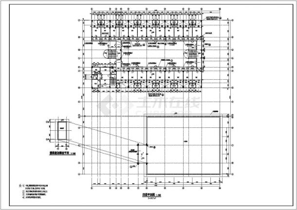 西安大学多层学生宿舍楼规划设计建筑施工cad图，共十四张-图二