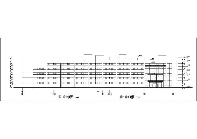 深圳某服装厂1.4万平米五层框架结构生产大楼平立剖面设计CAD图纸_图1