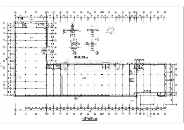 深圳某服装厂1.4万平米五层框架结构生产大楼平立剖面设计CAD图纸-图二