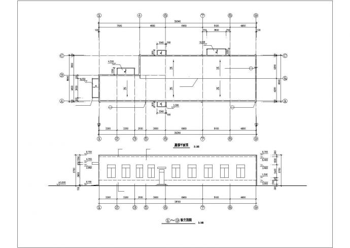 北京某污水处理厂600平米单层砖混结构过滤车间平立剖面设计CAD图纸_图1