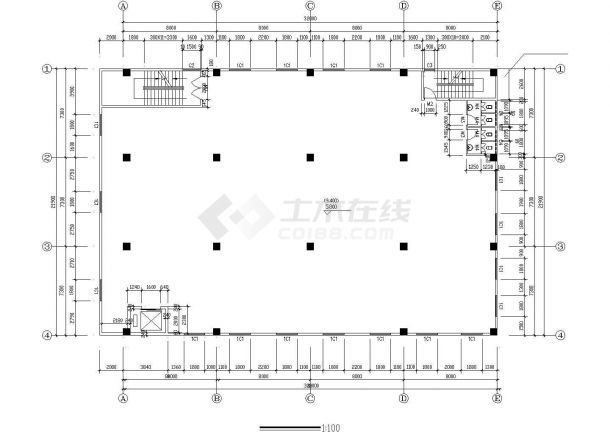 天津某工厂3200平米4层砖混结构加工车间建筑设计CAD图纸-图一