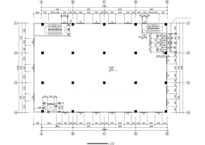 天津某工厂3200平米4层砖混结构加工车间建筑设计CAD图纸_图1