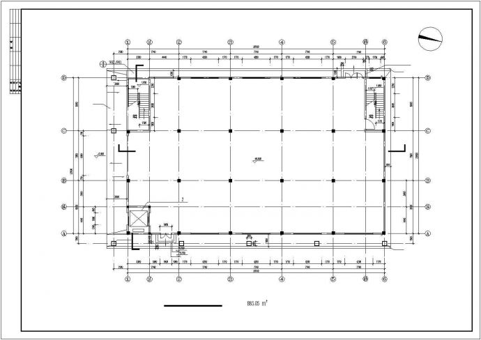 太原市某工厂2300平米2层框架结构生产厂房建筑设计CAD图纸_图1