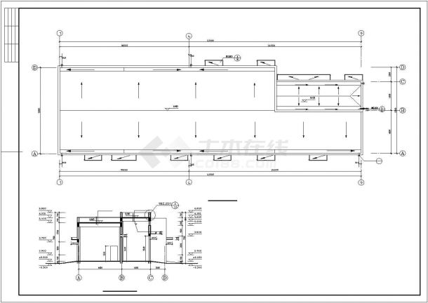 上海某机修厂500平米单层砖混结构休闲车间建筑设计CAD图纸-图二