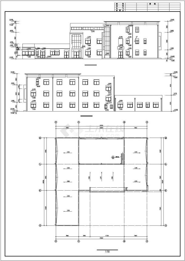 杭州市某工厂3层框架结构生产车间建筑设计CAD图纸-图一