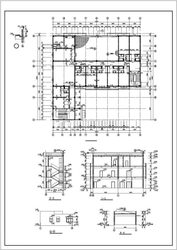 杭州市某工厂3层框架结构生产车间建筑设计CAD图纸-图二