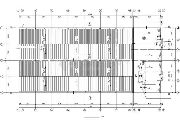 哈尔滨市某工厂1400平米3层框架结构生产厂房建筑设计CAD图纸-图二