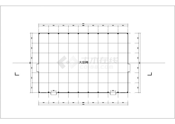 徐州某工业区2000平米单层钢框架结构生产厂房平立面设计CAD图纸-图一