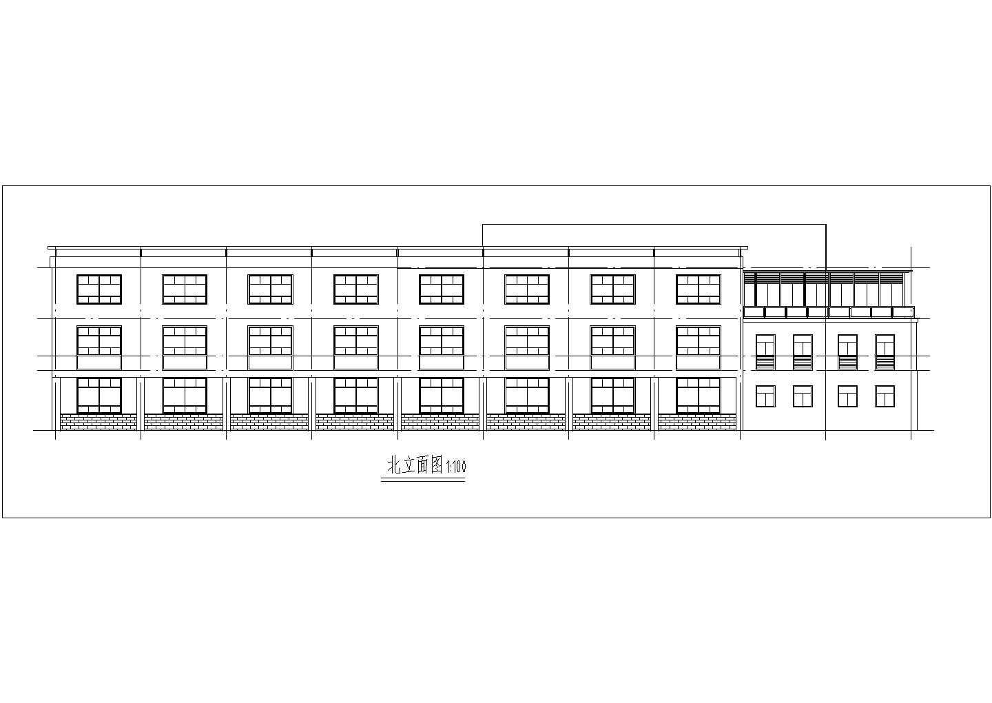 兰州市某工厂2400平米3层框架结构生产工厂平立面设计CAD图纸