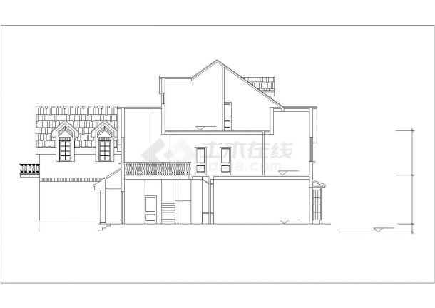 某3层框混结构单体乡村别墅设计CAD图纸-图一