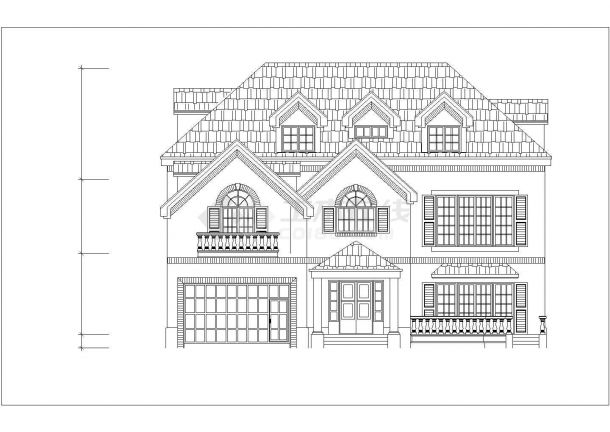 某3层框混结构单体乡村别墅设计CAD图纸-图二