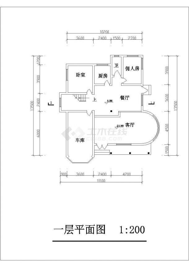 贵阳市某村镇282平米三层砖混结构乡村别墅平立剖面设计CAD图纸-图一