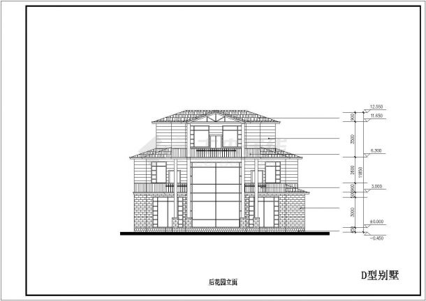 镇江市某村镇327平米3层砖混结构乡村别墅平立面设计CAD图纸-图二
