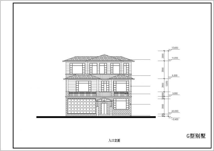587平米三层框架结构单体豪华别墅全套平立面设计CAD图纸_图1
