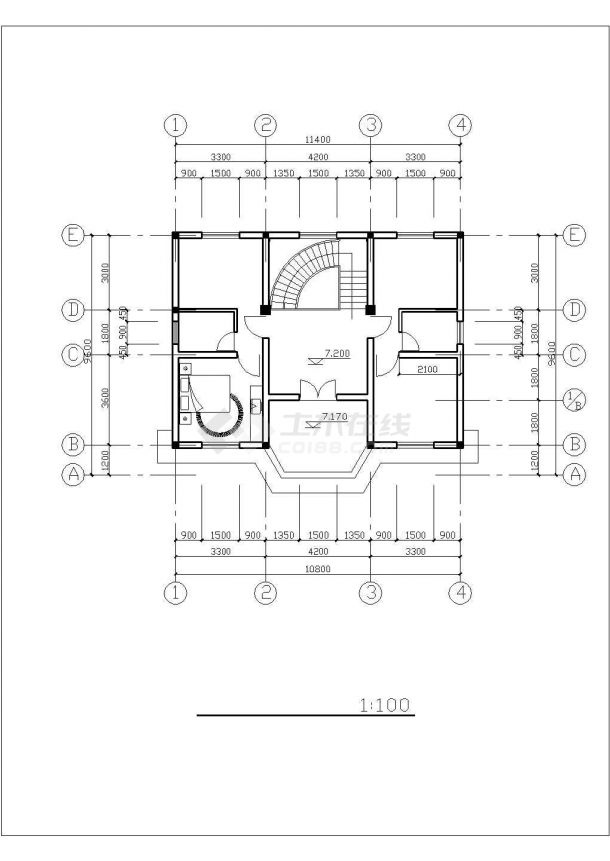 连云港某村镇410平米3层框混结构独栋别墅全套平立剖面设计CAD图纸-图一