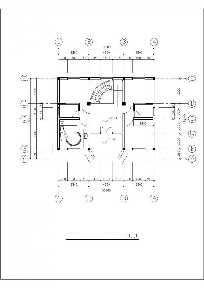连云港某村镇410平米3层框混结构独栋别墅全套平立剖面设计CAD图纸_图1