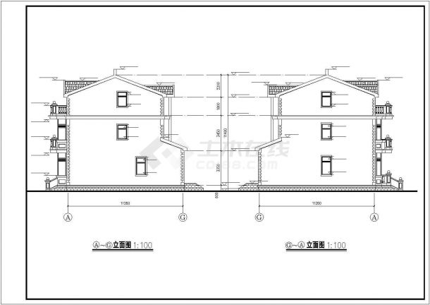 焦作市某村镇402平米3层框混结构乡村别墅建筑设计CAD图纸-图一