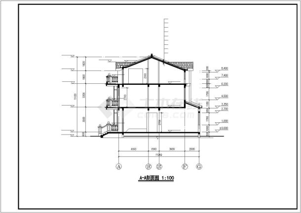 焦作市某村镇402平米3层框混结构乡村别墅建筑设计CAD图纸-图二