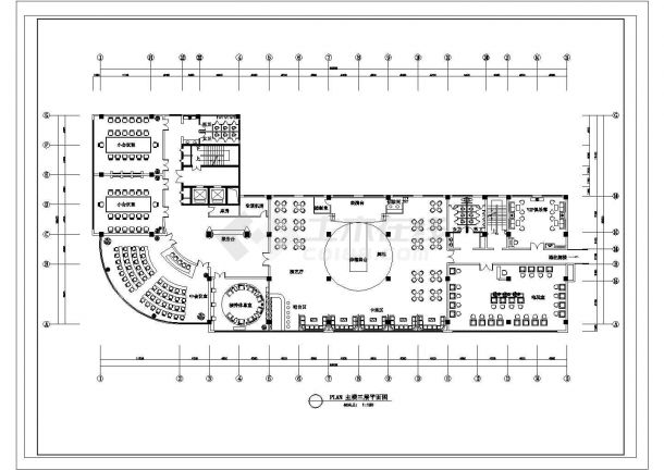 某焦作林源大厦酒店平面图主楼三层平面图CAD节点设计图-图一