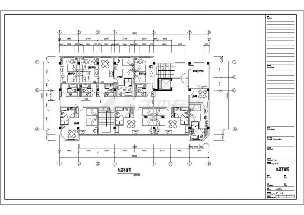 某酒店装饰工程设计9层CAD节点完整设计平面图-图一