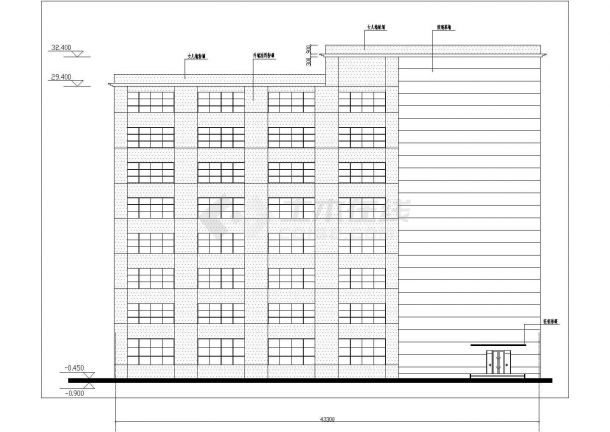 芜湖市和阳路公司8层L型框架结构办公楼建筑设计CAD图纸-图一