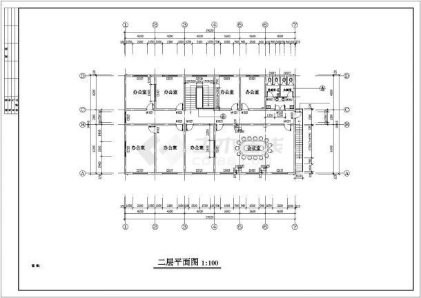 2层680.66平米饲料公司办公楼建筑施工图-图一
