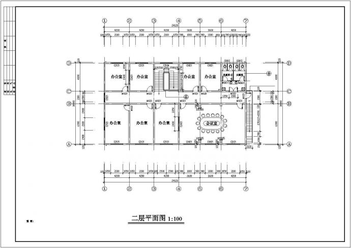 2层680.66平米饲料公司办公楼建筑施工图_图1