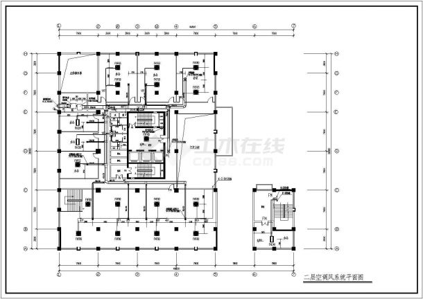 青岛市某地办公楼空调系统结构CAD布置图-图一