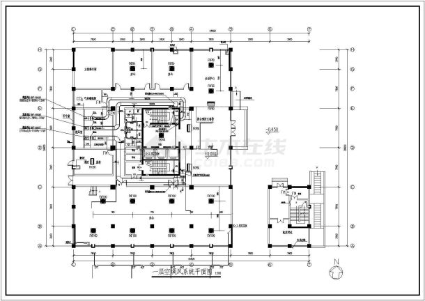 青岛市某地办公楼空调系统结构CAD布置图-图二