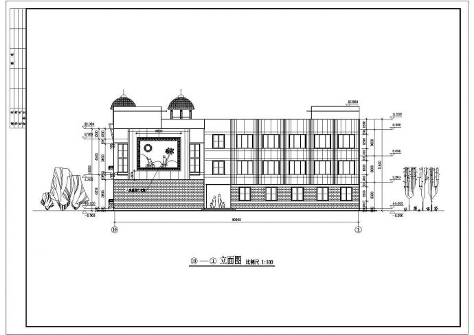 北京某幼儿园某大型3层框架结构教学综合楼建筑CAD设计图纸_图1