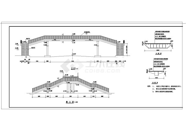 某钢箱梁过街天桥CAD设计施工全套图-图二