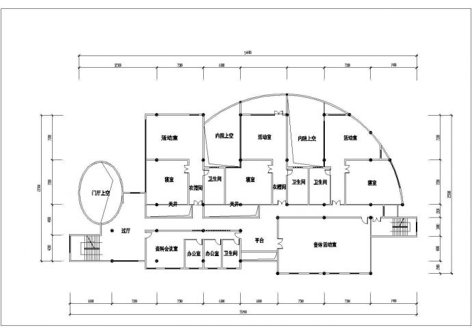 合肥某社区占地780平米2层框架结构私立幼儿园平立剖面设计CAD图纸_图1