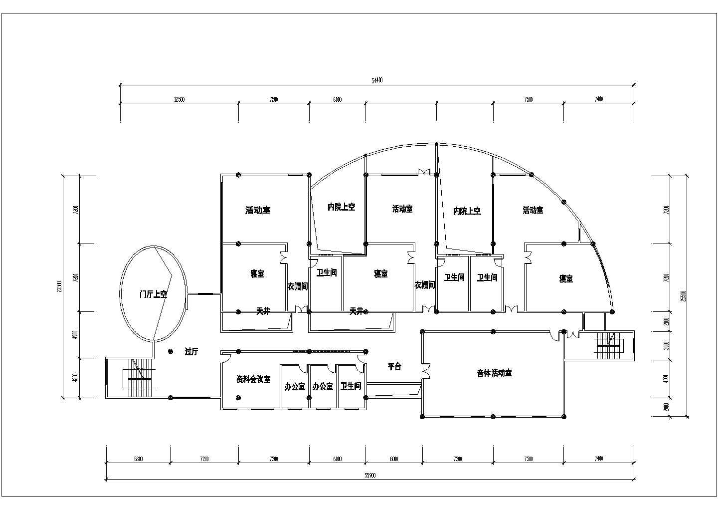 合肥某社区占地780平米2层框架结构私立幼儿园平立剖面设计CAD图纸