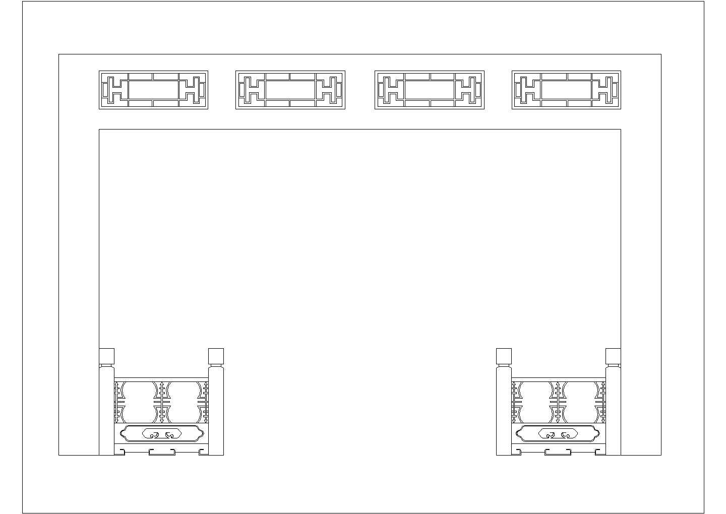 某中式隔墙CAD平面构造施工图纸