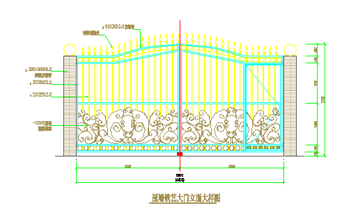 某别墅大门样式装修cad设计施工图
