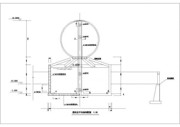 某荔枝及平台结构配筋CAD施工平面图纸_图1