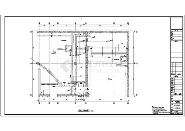 某长126米 宽60米 地下1地上3层17033.19平米战役纪念馆单体CAD施工图五层楼梯放大图-图一