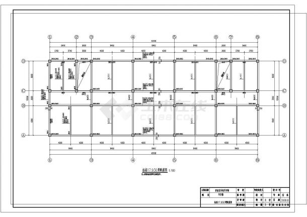 【5层】2800平米框架商务写字楼建筑cad图纸-图一