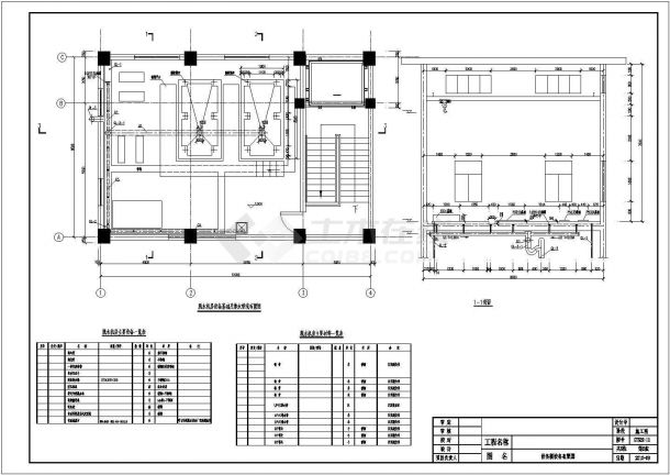 [河南]污水综合处理厂CAD平立面设计给排水设备楼设备布置图-图一